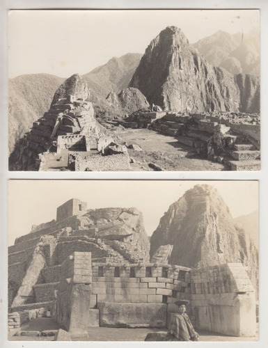 Peru 2 Postales Antiguas B & N Ruinas Macchu Picchu Vintage