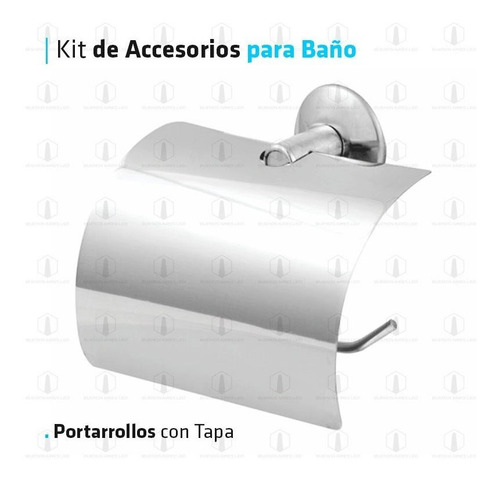Imagen 4 de 10 de Set Accesorios Baño Kit 5 Piezas Sanitario Toilette Cromo