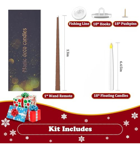 18 Pcs Velas Flotantes Con Varita, Decoraciones Mágicas Vel