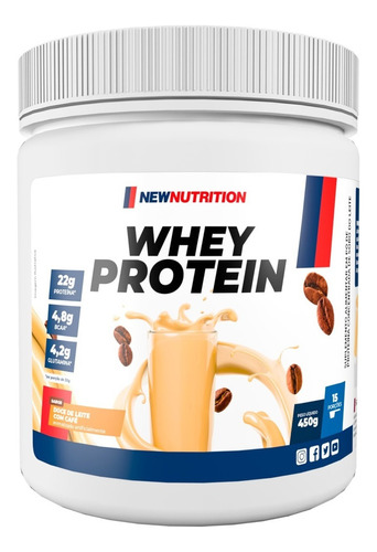 Suplemento Em Pó Newnutrition Whey Protein Concentrado Proteína Soro Do Leite Sabor Doce de Leite com Café Pote De 450g