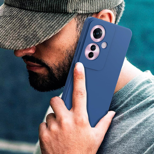 Funda Silicona Líquida Tpu Carcasa Para Oppo Reno 11 F+mica Azul Oppo Reno 11f