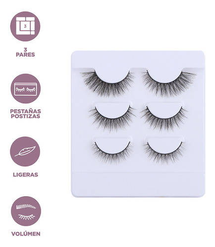 Miniso Pestañas Postizas Color Me Negras Mix 2 3 Pares Color Negra
