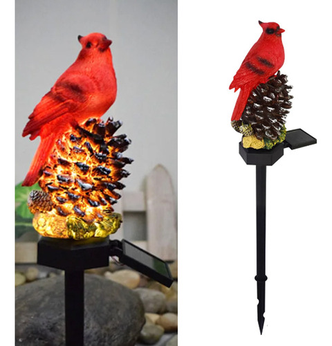 Figura De Pájaro Rojo Con Forma De Estaca Solar, Decoración