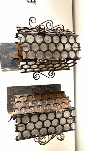 Antiguo Aplique Luz Farol Lámpar Pared Hierro Vintag Medieva (Usado)