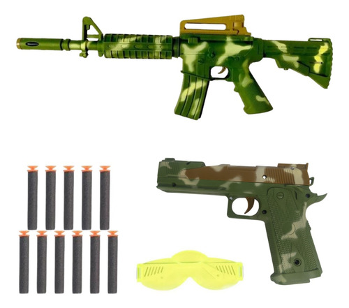 Kit Arma De Brinquedo Metralhadora E Pistola Pressão Rambo