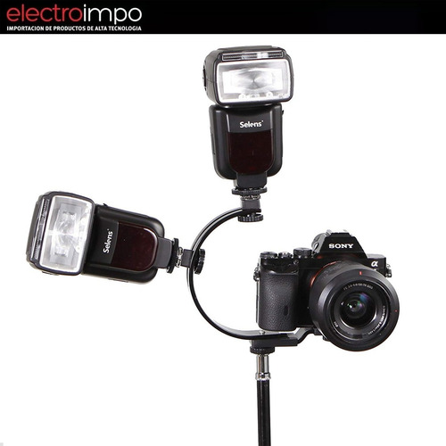 Soporte Curvo Chico Handycam Microfonos Flash Holder Para 2 Zapatas + Envío