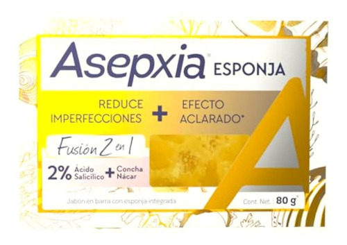 Asepxia Fusión 2 En 1 Concha Nácar Jabón Esponja, Elimina