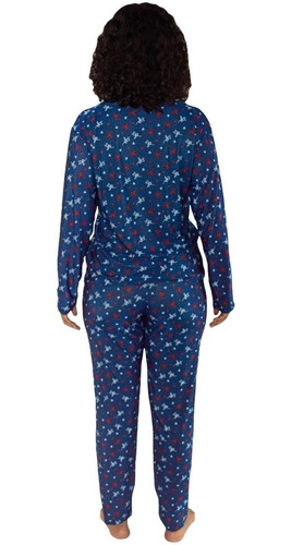 Pijama Longo Manga Longa Frio Calça Liganete Adulto Feminino