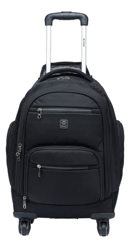 Mochila Executiva De Rodinhas Espaçosa Reforçada Trabalho Cor Preto Desenho Do Tecido Liso