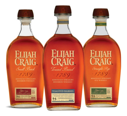 3 Whisky's Elijah Craig Small Batch - Rye - Toasted - 750ml