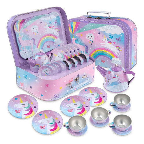 Jewelkeeper Juego De Té Con Estuche De Transporte Para Niñas Color Unicornio Algodom