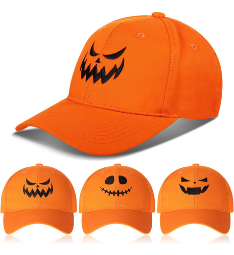 3 Piezas De Gorras De Béisbol De Calabaza De Halloween, Gorr