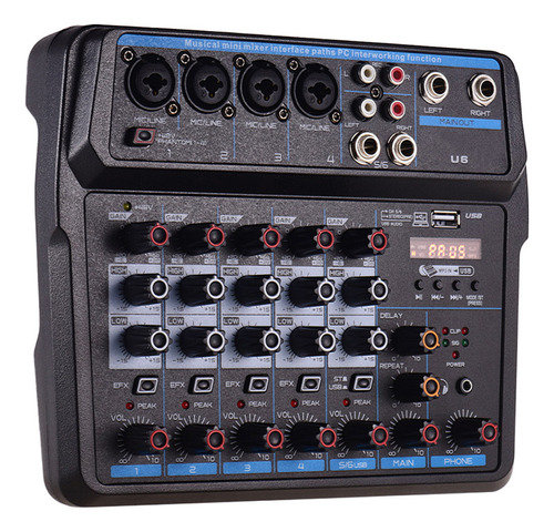 Mesa De Mezclas Power Mixer Mini Musical Plug U6 Eu Mixing