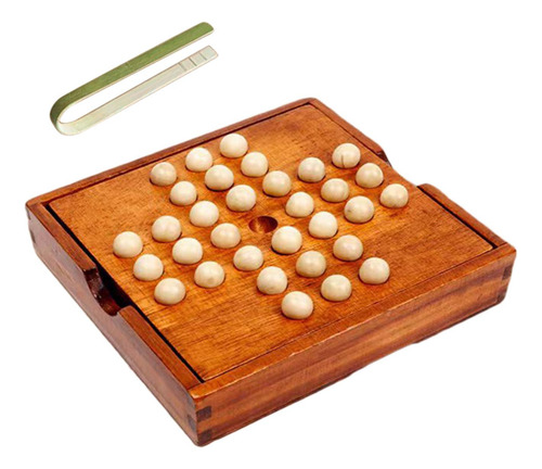 Juego De Mesa Solitario De Madera Con 32 Clavijas, Ajedrez