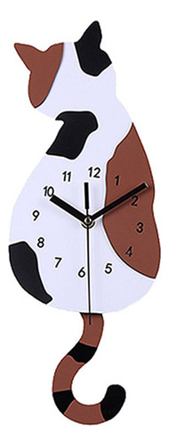 (d) Reloj De Pared Creativo Con Forma De Gato, Diseño De Col