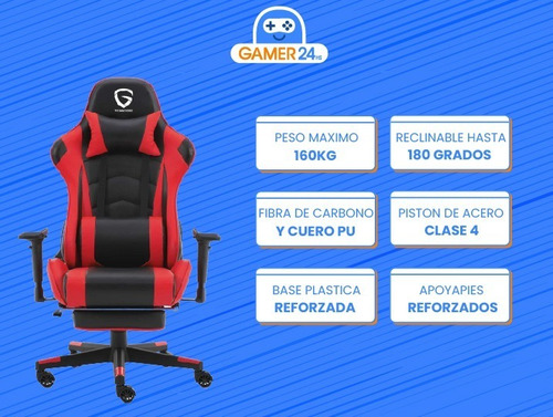 Imagen 5 de 8 de Silla Gamer The Game House Negra Apoyapies Respaldo Premium