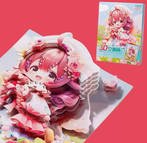 Cuadro Efecto 3d Para Armar Dibujo Anime Cod. 7781-a Violeta