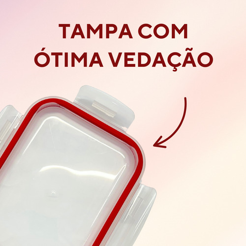 Jogo 2 Pote Hermético Com Divisória Vidro 1l Marmita Freezer