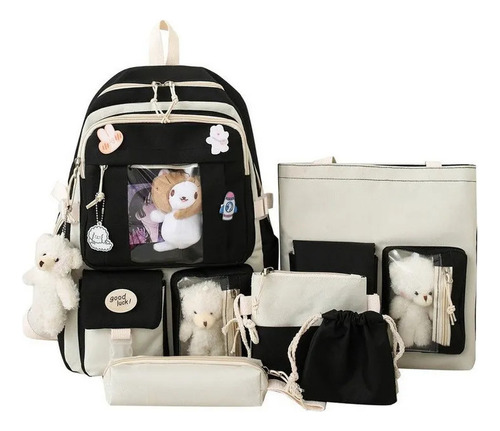 5 Piezas/juego Mochila Kawaii De Viaje Escolar Para Ninas