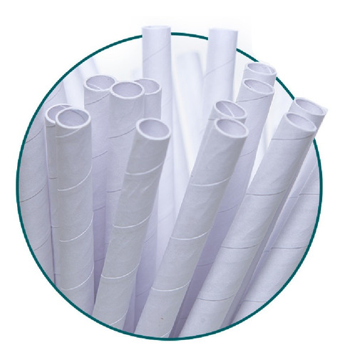 Kit 2 Caixa Canudo Biodegradável Papel 8x195mm 30 Un Cada Cor Branco