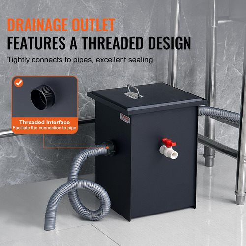 Grease Trap Vevor Commercial 3.6kg Carbon Steel 8l/min