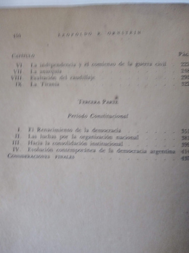 Historia De La Democracia Argentina - Leopoldo Ornstein 1946 (Usado)