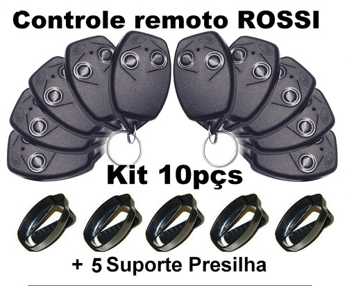 Controle Portão Rossi Kit 10pçs + 5 Presilhas