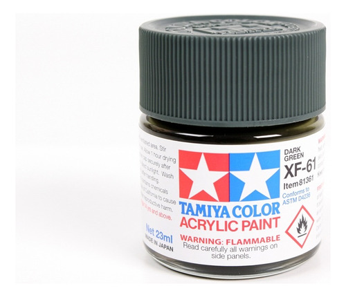 Pintura Acrilica 23ml Xf61 Dark Green By Tamiya # Xf61