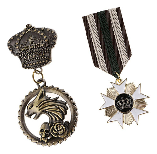 2 Uds Medalla De Tela Corona Insignia Broche Pin Disfraz