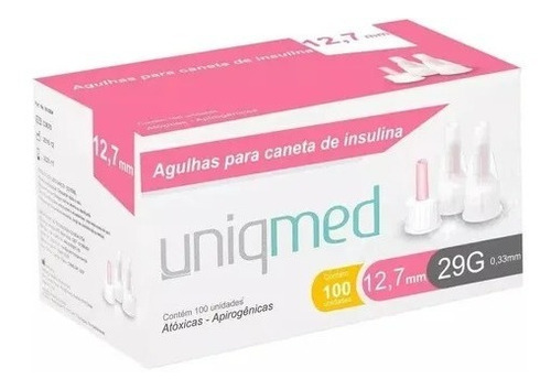 Agulha Para Caneta De Insulina 12,7mm 29g C/ 100 Un Uniqmed