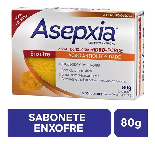 Asepxia Jabón Azufre X 80g Efecto Anti - Oleosidad
