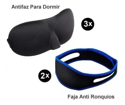 Pack 3 Antifaz Mascara 3d Dormir + 2 Fajas Anti Ronquido