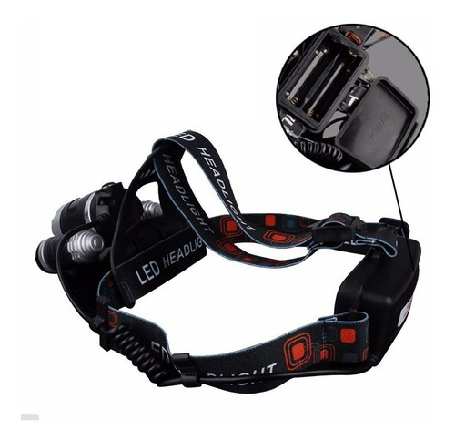 Imagen 7 de 10 de Linterna Led Minero Vincha 3 Cree T6 Recargable Usb 12v