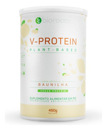 V-protein Plant Based Em Pó Baunilha 450g Bioroots Vegano