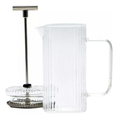 Cafetera De Vidrio Rallada Con Embolo De 350 Ml Blanco