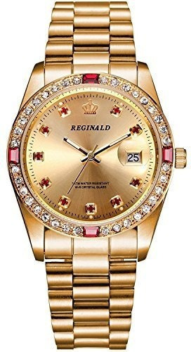 Reloj Clasico Unisex Con Manecillas Luminosas Zafiro De Oro