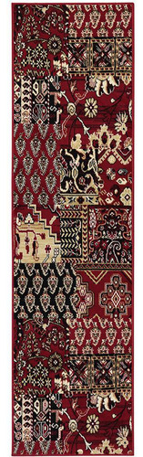 Passadeira Trilho 2,4m Patchwork 66x240cm Vermelho Cashmir