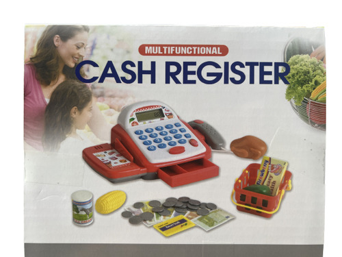 Brinquedo Mini Caixa Registradora Infantil Com Acessórios Cor Vermelho/branco/cinza