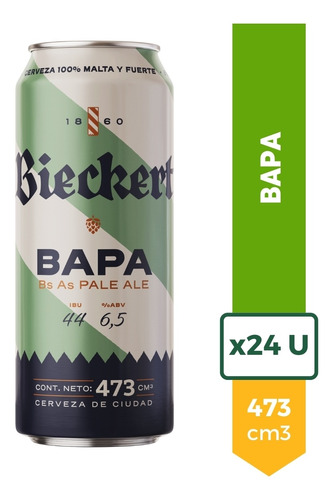 Imagen 1 de 9 de Pack X24 Cerveza Bieckert Bapa Lata 473ml
