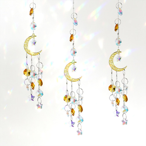 3pk Campanillas De Viento Atrapasueños Estrella Luna Cristal