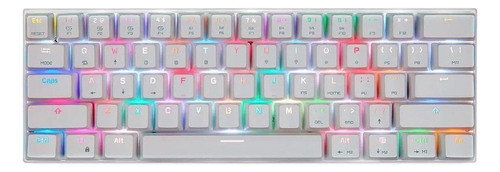 Teclado gamer bluetooth Motospeed CK62 QWERTY inglés US color blanco con luz RGB