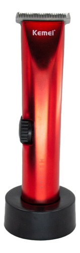 Máquina De Cortar Cabelo Kemei Km-5527 Vermelho