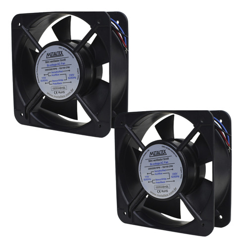 2 Ventiladores De Painel 200x200 - 220vca Rolamento Esfera