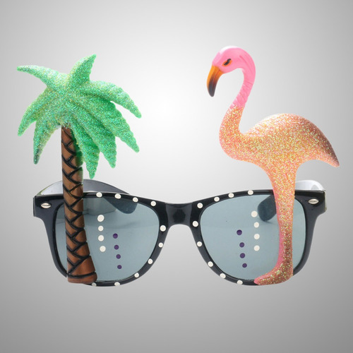Imagen 3 de 8 de Novedad Gafas Redonda Tropical Flamenco Fiesta Gafas De Sol