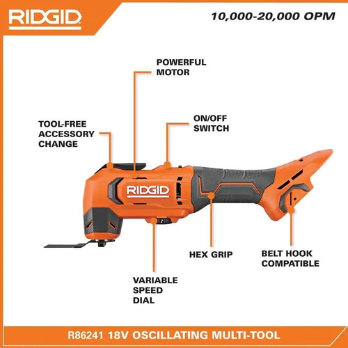 Ridgid 18v Multiherramienta Oscilante Inalambrica Multitool