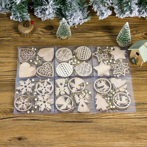 5 Colgante Hueco De Madera Para Árbol De Navidad, 10 Ángel