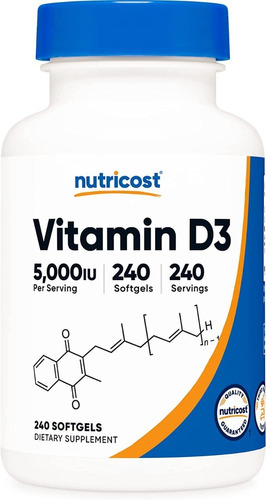 Vitamina D3 5,000 Iu 240 Capsulas Importada