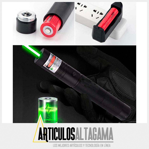 Imagen 4 de 5 de Puntero Laser Verde Largo Alcance Recargable Llave Bloqueo