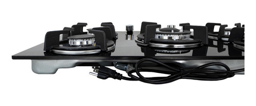 Parrilla A Gas De Cristal Templado 4 Quemadores Gravita Color Negro Gb6006gb-ci