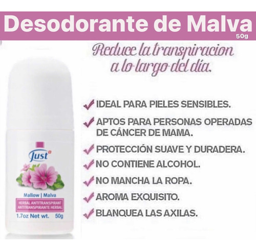 Desodorante Deo Malva Efecto Aclarante 50g Swiss Just